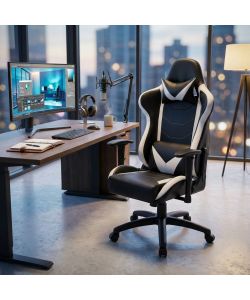 Cosma Poltrona da Gaming Fallout Bianca e Nera con Braccioli 69,5x71,5 cm