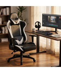Cosma Poltrona da Gaming Fallout Bianca e Nera con Braccioli 69,5x71,5 cm