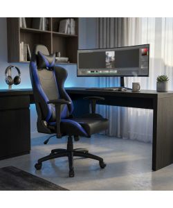 Cosma Poltrona da Gaming Fallout Blu e Nera con Braccioli 69,5x71,5 cm