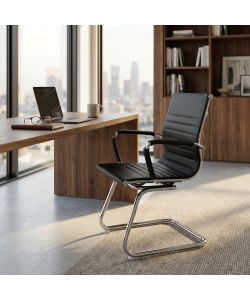 Cosma Poltrona da Ufficio Kyra Nero con Braccioli e Base Cromata 60x60x95