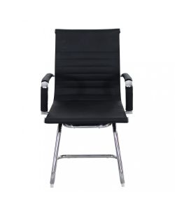 Cosma Poltrona da Ufficio Kyra Nero con Braccioli e Base Cromata 60x60x95