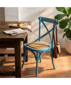 Cosma Sedia Cross Azzurra in Legno Moderno 46x42x87 cm senza braccioli