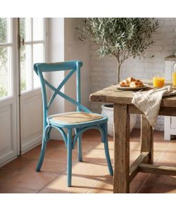 Cosma Sedia Cross Azzurra in Legno Moderno 46x42x87 cm senza braccioli