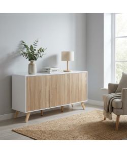 Cosma Mobile Elton Soggiorno 3 Ante Bianco e Naturale 150x75 cm