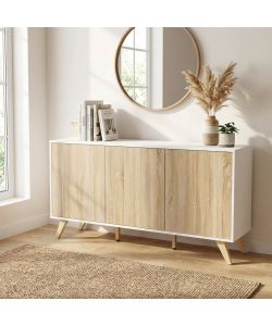 Cosma Mobile Elton Soggiorno 3 Ante Bianco e Naturale 150x75 cm