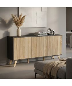 Cosma Mobile Soggiorno Elton 3 Ante Grigio Naturale 150x75 cm Antracite