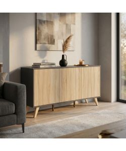 Cosma Mobile Soggiorno Elton 3 Ante Grigio Naturale 150x75 cm Antracite