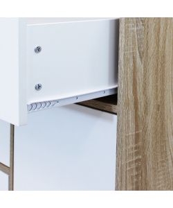 Cosma Mobile Soggiorno Basso 119x85,6 cm Bianco e Naturale con 1 Anta e 3 Cassetti