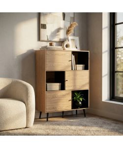 Cosma Libreria Elwood 3 Ripiani Nero e Marrone 100x39,5x135 cm