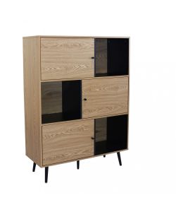 Cosma Libreria Elwood 3 Ripiani Nero e Marrone 100x39,5x135 cm