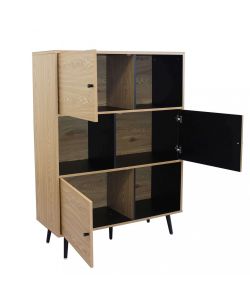 Cosma Libreria Elwood 3 Ripiani Nero e Marrone 100x39,5x135 cm