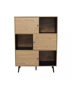 Cosma Libreria Elwood 3 Ripiani Nero e Marrone 100x39,5x135 cm