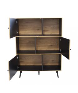 Cosma Libreria Elwood 3 Ripiani Nero e Marrone 100x39,5x135 cm