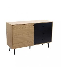 Cosma Mobile Soggiorno 1 Anta Naturale e 3 Cassetti Nero 118x76 cm