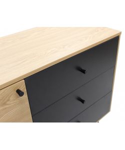 Cosma Mobile Soggiorno 1 Anta Naturale e 3 Cassetti Nero 118x76 cm
