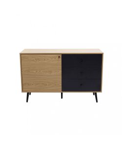 Cosma Mobile Soggiorno 1 Anta Naturale e 3 Cassetti Nero 118x76 cm