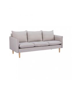 Cosma Divano 3 Posti Beige in Tessuto con Gambe in Legno 188x84 cm