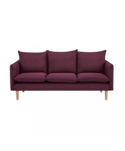 Cosma Divano 3 Posti Viola in Tessuto con Gambe in Legno 188x84 cm