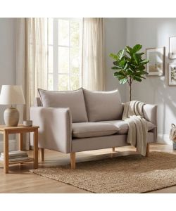 Cosma Divano 2 Posti Beige in Tessuto con Gambe in Legno 130x84x82 cm