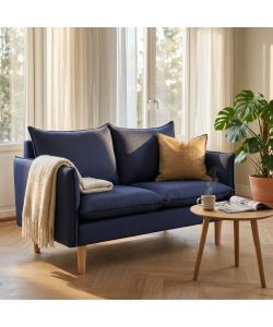 Cosma Divano 2 Posti Blu in Tessuto 130x84x82 cm per Soggiorno