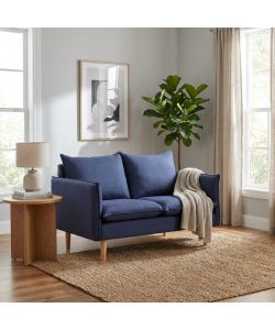 Cosma Divano 2 Posti Blu in Tessuto 130x84x82 cm per Soggiorno