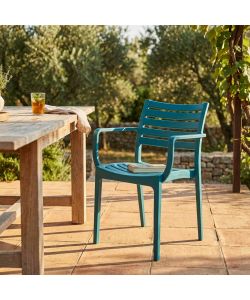 Cosma Poltrona Eveline Verde Petrolio Impilabile con Braccioli 58.5x55.2x84cm