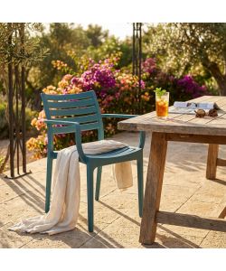 Cosma Poltrona Eveline Verde Petrolio Impilabile con Braccioli 58.5x55.2x84cm