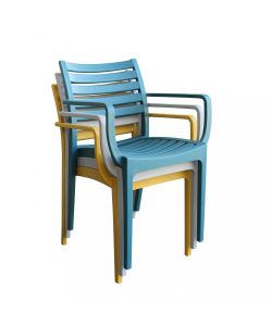 Cosma Poltrona Eveline Verde Petrolio Impilabile con Braccioli 58.5x55.2x84cm