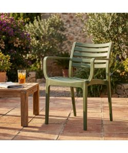 Cosma Poltrona Eveline Verde Scuro Impilabile con Braccioli 58.5x55.2x84cm