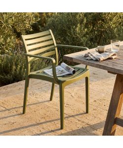 Cosma Poltrona Eveline Verde Scuro Impilabile con Braccioli 58.5x55.2x84cm