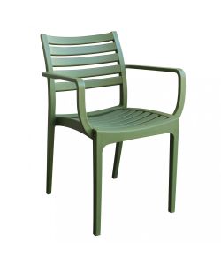Cosma Poltrona Eveline Verde Scuro Impilabile con Braccioli 58.5x55.2x84cm