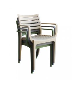 Cosma Poltrona Eveline Verde Scuro Impilabile con Braccioli 58.5x55.2x84cm