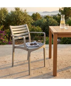Cosma Poltrona Eveline Grigio Impilabile 58.5x55.2x84cm con Braccioli