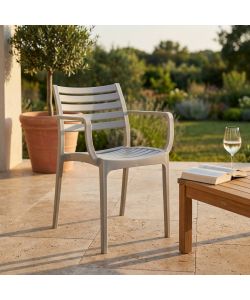 Cosma Poltrona Eveline Grigio Impilabile 58.5x55.2x84cm con Braccioli