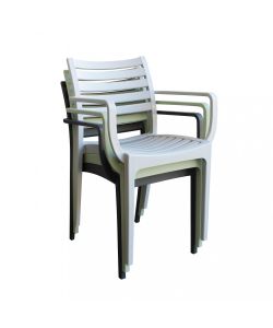 Cosma Poltrona Eveline Grigio Impilabile 58.5x55.2x84cm con Braccioli