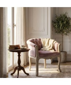Cosma Poltrona Coreen Velluto Rosa 61x61x71 cm con Braccioli in Legno