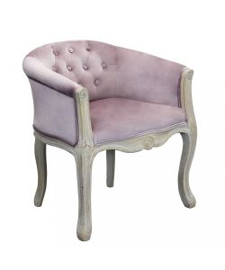 Cosma Poltrona Coreen Velluto Rosa 61x61x71 cm con Braccioli in Legno