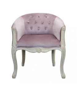 Cosma Poltrona Coreen Velluto Rosa 61x61x71 cm con Braccioli in Legno