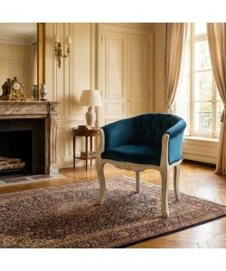Cosma Poltrona Coreen Velluto Blu 61x61x71 cm con Braccioli