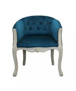Cosma Poltrona Coreen Velluto Blu 61x61x71 cm con Braccioli