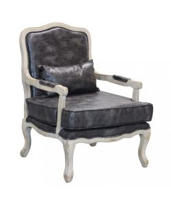 Cosma Poltrona vintage in ecopelle grigia con braccioli 64x72x92 cm