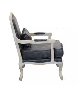 Cosma Poltrona vintage in ecopelle grigia con braccioli 64x72x92 cm
