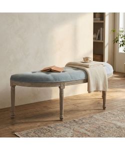 Cosma Panca Margi in Velluto Grigio 125x45x48 cm Legno Moderne