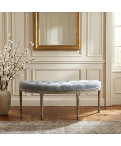 Cosma Panca Margi in Velluto Grigio 125x45x48 cm Legno Moderne