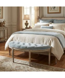 Cosma Panca Margi in Velluto Grigio 125x45x48 cm Legno Moderne