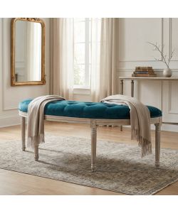 Cosma Panchina Margi Velluto Blu 125x45x48 cm in Legno per Interni