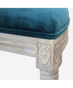 Cosma Panchina Margi Velluto Blu 125x45x48 cm in Legno per Interni