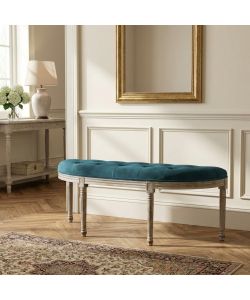 Cosma Panchina Margi Velluto Blu 125x45x48 cm in Legno per Interni