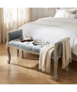 Cosma Panca Madelyn in Velluto Grigio 113x48x45/60 cm in Legno