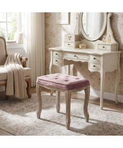 Cosma Sgabello Marly Velluto Rosa 50x36x47 cm Legno Quadrato